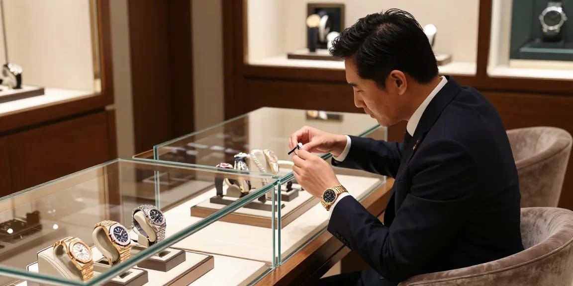 Explore super clone watches in a luxurious boutique with detailed craftsmanship.
