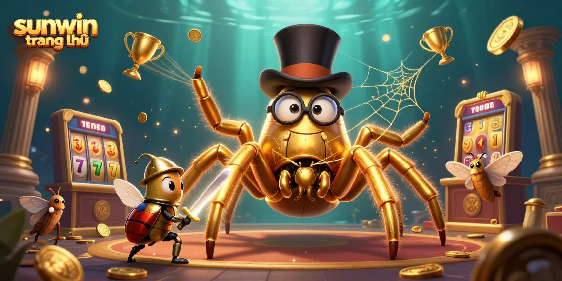 Test your skills on sunwin trang chủ with a dynamic scene showcasing exciting slot games and characters.