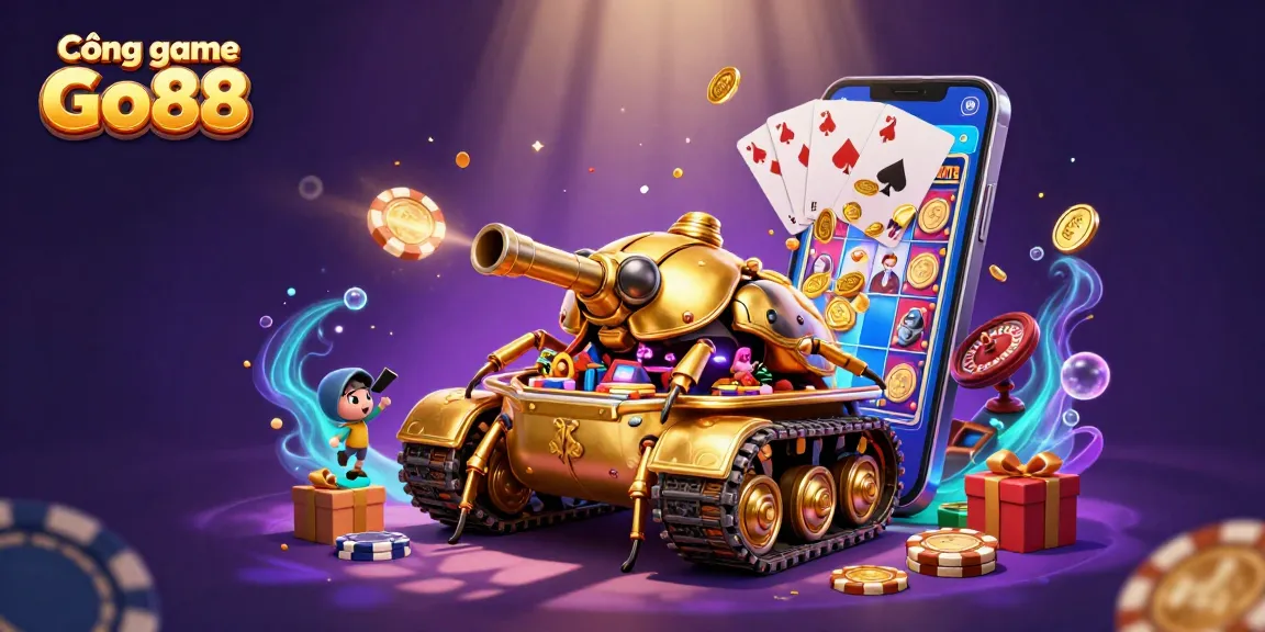 Engage in excitement with Cổng game Go88 as golden casino elements burst into action.