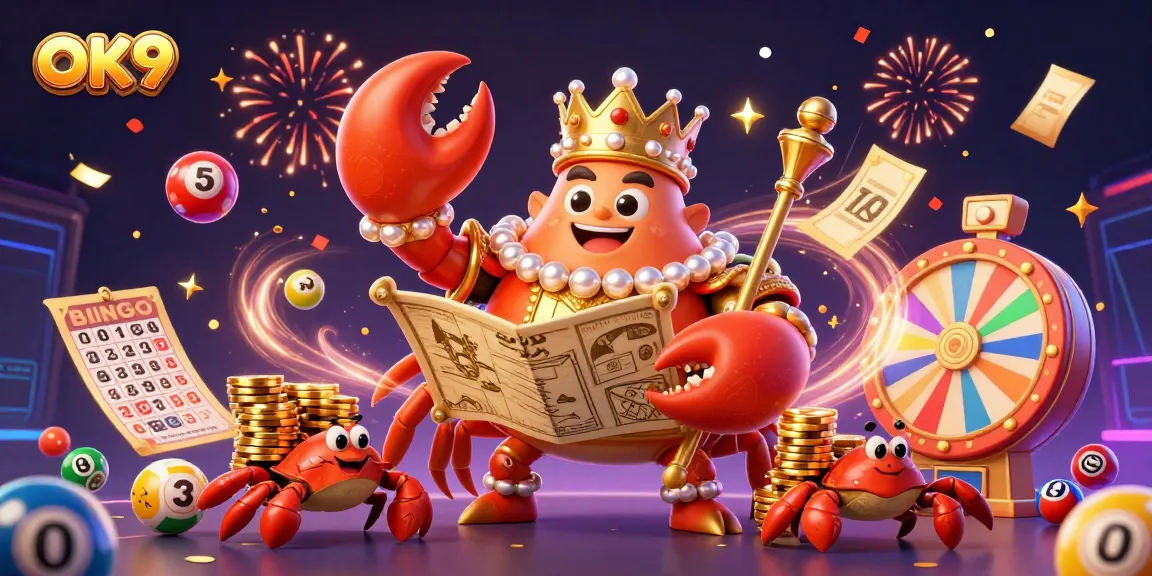 Experience excitement with OK9 as the gold-crab emperor presides over a lively gambling scene filled with thrilling prizes.