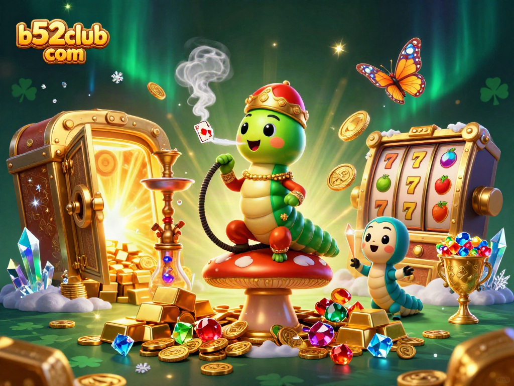 Engage with b52club com for vibrant slot gaming showcasing a catered design with treasure and charm.