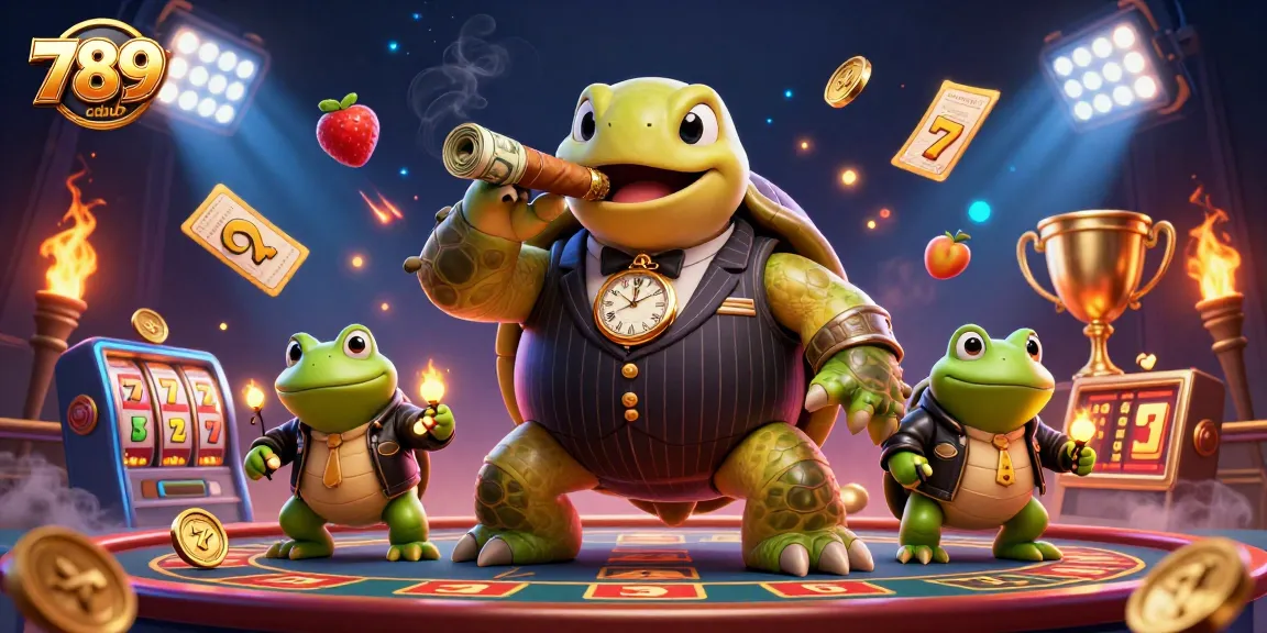 Experience excitement at 789club with a fun casino scene featuring playful characters and slot elements.