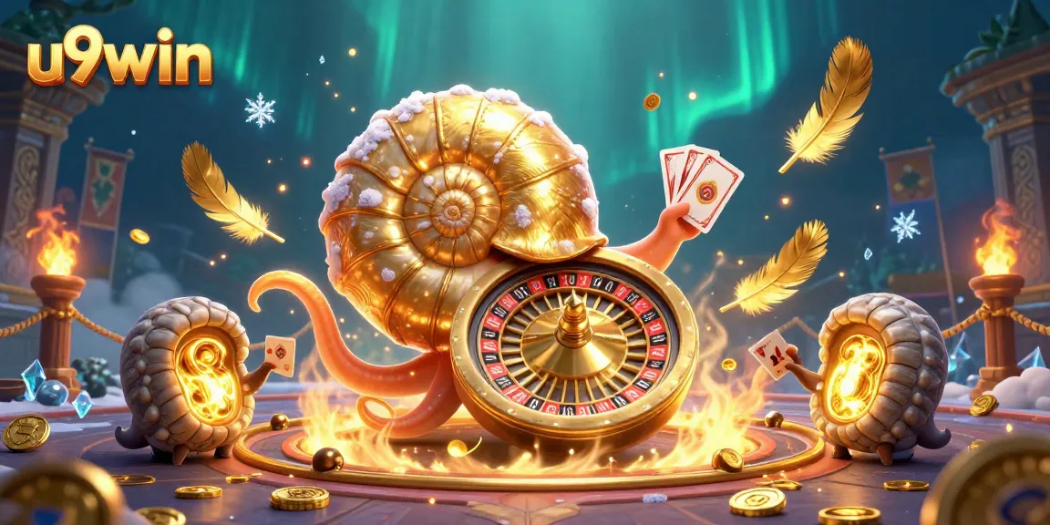 Experience thrilling gameplay at u9win with a vibrant 3D illustration showcasing dynamic casino elements.